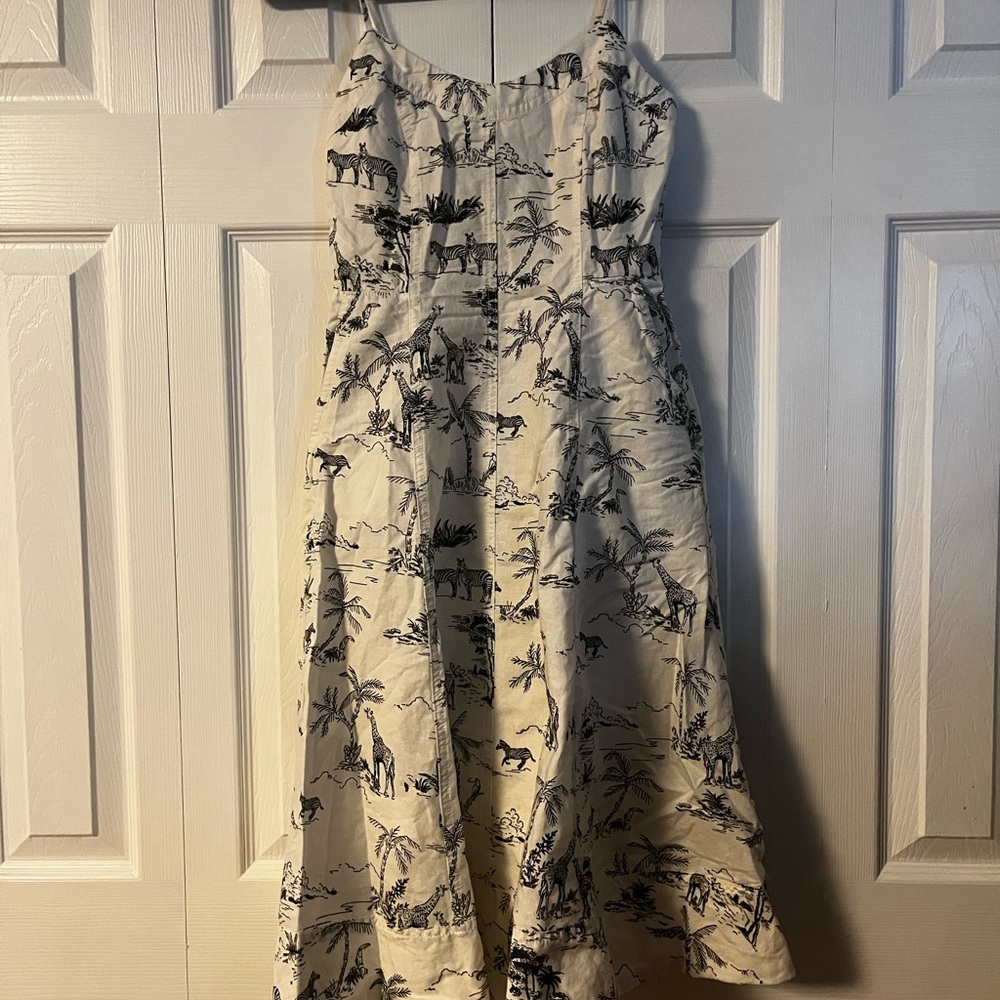 Banana Republic White Dress with Black Animal Print